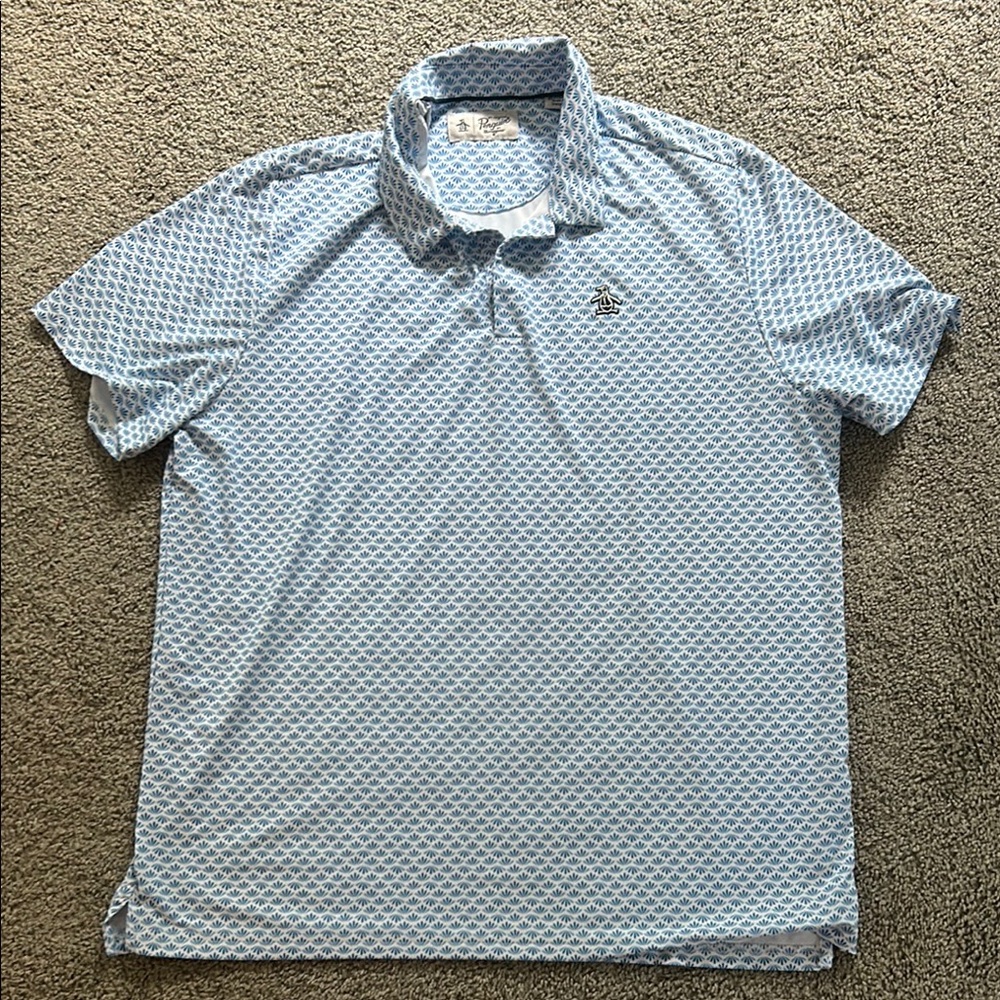 Original Penguin Light Blue Patterned Polo Shirt
